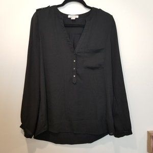 Kenneth Cole reaction mixed media black blouse, M